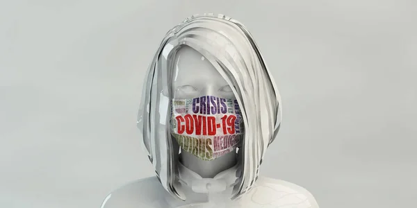 Covid Concept Woman Wearing Mask Protection — Stockfoto