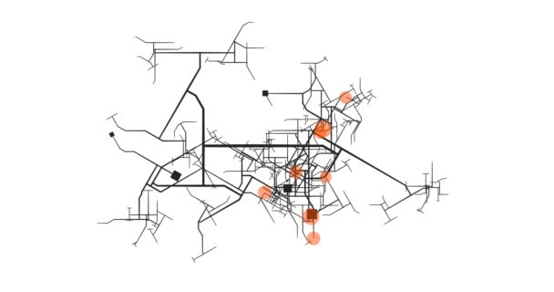 Datos de la ciudad Hotspots de Infección o Informes de Seguimiento de Delitos — Vídeo de stock