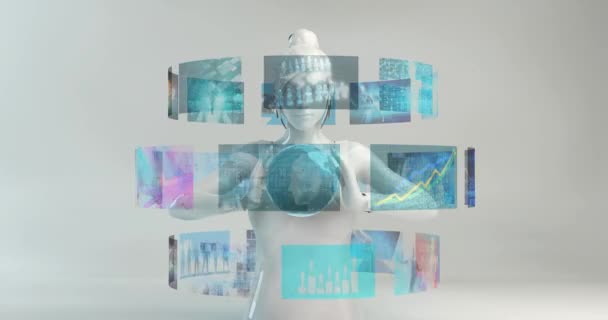 Cyberinterface Slimme technologie van de toekomst als concept — Stockvideo