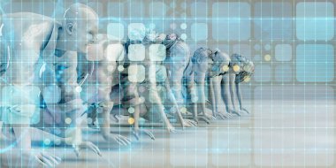 İş Adamları Takım Çalışması Üç Boyutlu Konsept Olarak Birlikte Çalışıyor