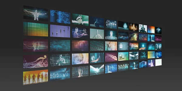 Digitális Galéria Videófal Mint Futurisztikus Koncepció — Stock Fotó