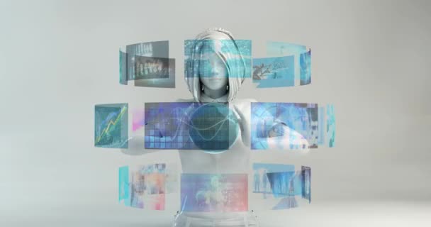 Mieszana rzeczywistość mieszająca fizyczny i wirtualny interfejs jako futurystyczny — Wideo stockowe