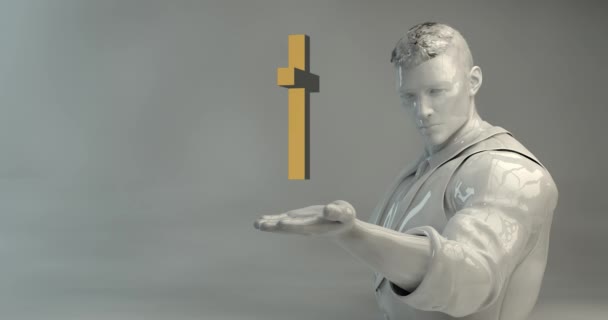 Christian Cross with Man Praying as a Concept — Stock video