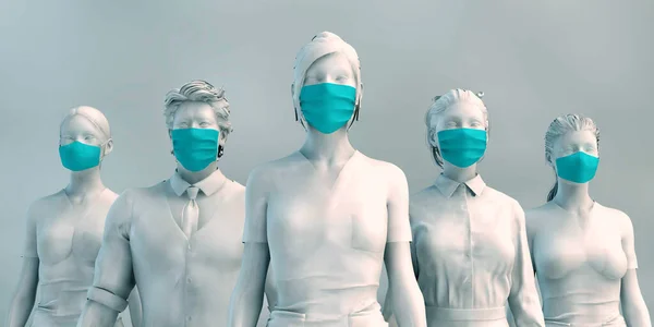 People Wearing Face Masks to Protect Against Covid-19