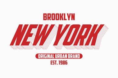 New York modern tipografi sloganı. Brooklyn tişört grafikleri, şehir baskısı. Vektör illüstrasyonu.
