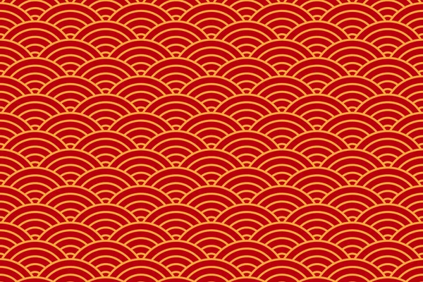 Fondo Oriental Tradicional Chino Con Adorno Rojo Dorado Patrón Rojo — Vector de stock