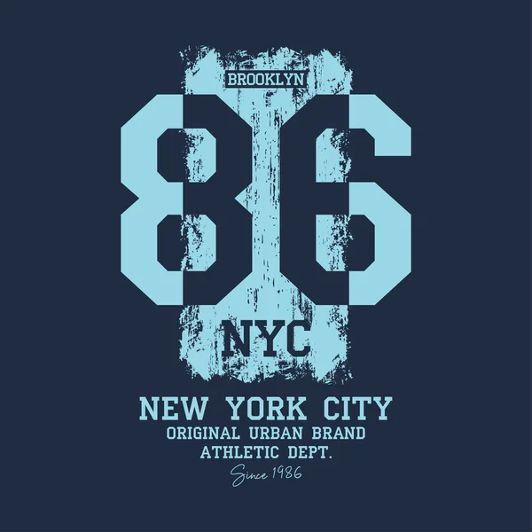 Нью Йорк Бруклин Дизайн Футболки Мазком Кисти Дизайн Футболки Колледжа — стоковый вектор
