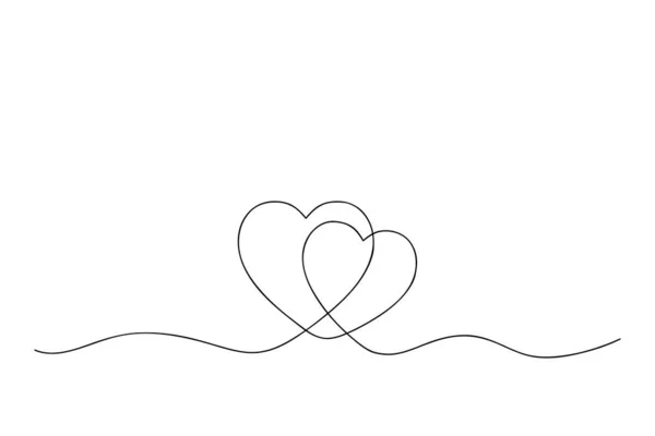 Kontinuerlig Linje Illustration Två Hjärtan Begreppet Kärlek Vektor — Stock vektor