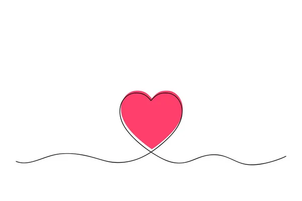 Kontinuerlig Linje Illustration Hjärtat Med Röd Hjärta Kärna Begreppet Kärlek — Stock vektor