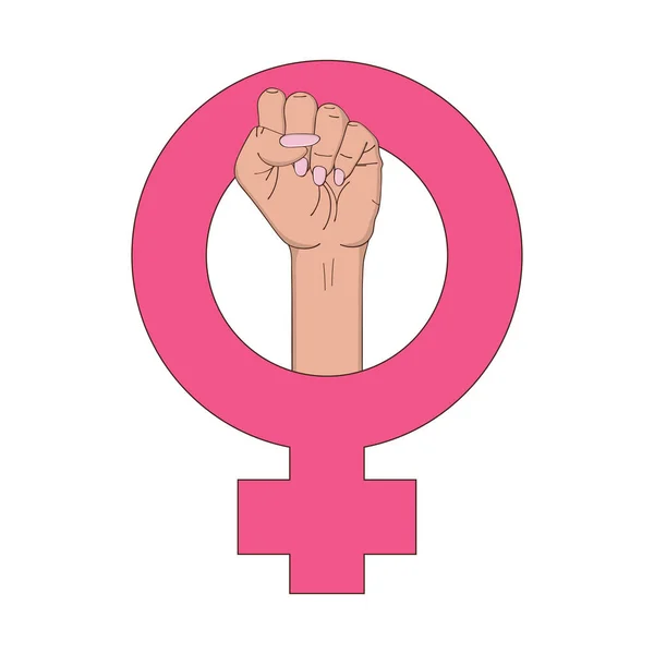 Símbolo Feminista Con Puño Femenino Levantado Concepto Girl Power Símbolo — Archivo Imágenes Vectoriales