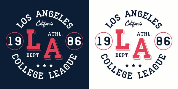 Los Angeles Főiskolai Nyomtatás Pólótervezéshez Los Angeles California Tipográfia Grafikák — Stock Vector
