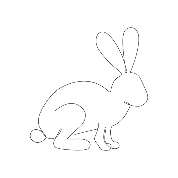 Rabbit One Line Continuous Line Drawing Hare Hand Drawn Minimalist — Stock Vector