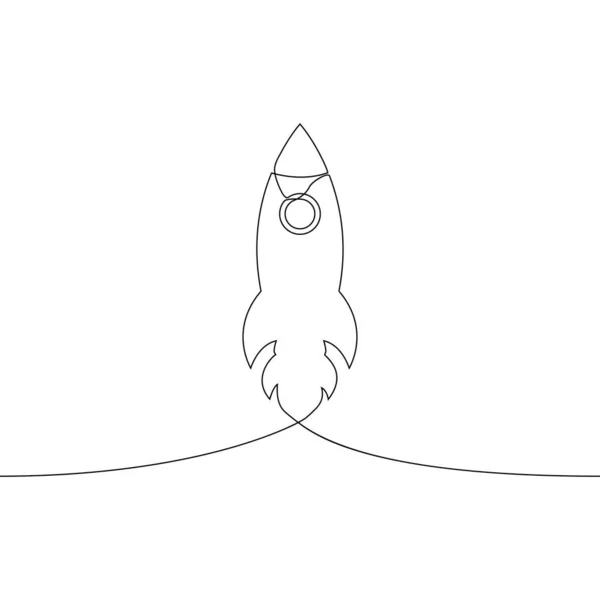 Rakétakilövés Egy Vonalrajz Folyamatos Vonalú Űrhajó Kézzel Rajzolt Minimalista Illusztrációja — Stock Vector