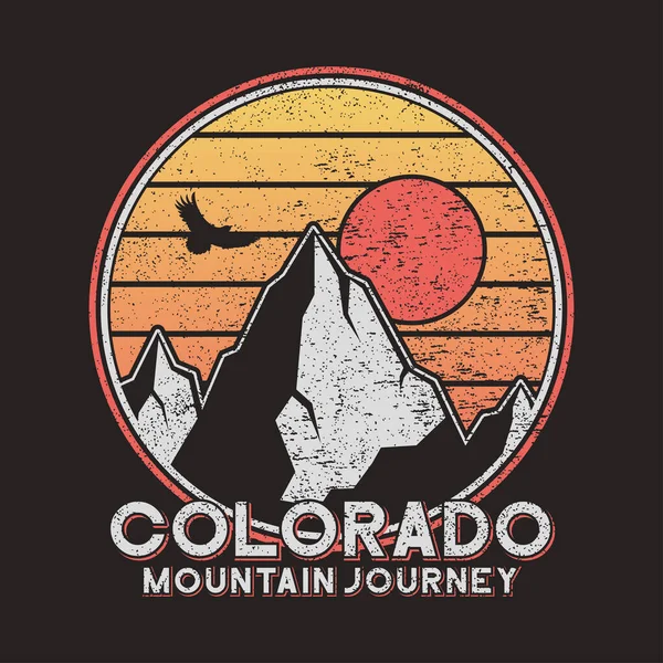 Gráficos Tipográficos Colorado Con Montañas Águila Estampado Vintage Para Camiseta — Vector de stock