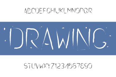 Fırça yazı tipi çizimi. Boya fırçası alfabesi, yazı tipi. Vektör illüstrasyonu.