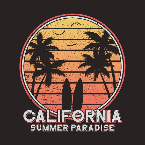 Slogan Californiano Tipografia Abiti Design Shirt Camicia Surf Design Con — Vettoriale Stock