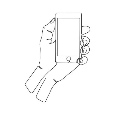 Akıllı telefonla el çizmeye devam et. Vektör illüstrasyonu.