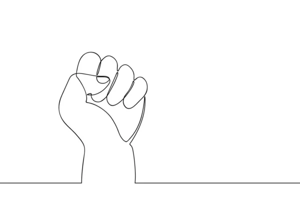 連続線画拳 片手に指を食いしばる 抗議や革命の概念 ベクターイラスト — ストックベクタ