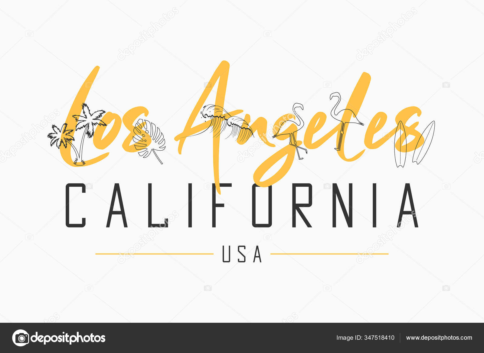 Los Angeles California Shirt Design Slogan Hand Drawn Illustration Tropical  Stock Vector by ©Remo_Designer 347518410