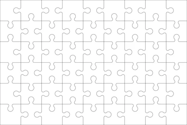 Puzzle Prázdnou Šablonu Propojenou Obdélníkovou Mřížkou Skládačka 9X6 Velikosti Kusy — Stockový vektor