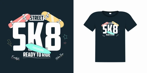 Impressão Skate Para Shirt Com Slogan Gráficos Skate Com Exemplo — Vetor de Stock