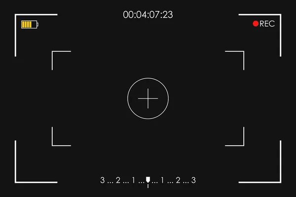Kamerarahmensucher Bildschirm Des Videorecorders Digitale Anzeigevorlage Der Videokamera Auf Schwarzem — Stockvektor