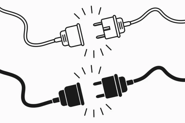 Elektrická Zástrčka Zásuvka 404 Chybový Koncept Sada Plochých Liniových Prvků — Stockový vektor