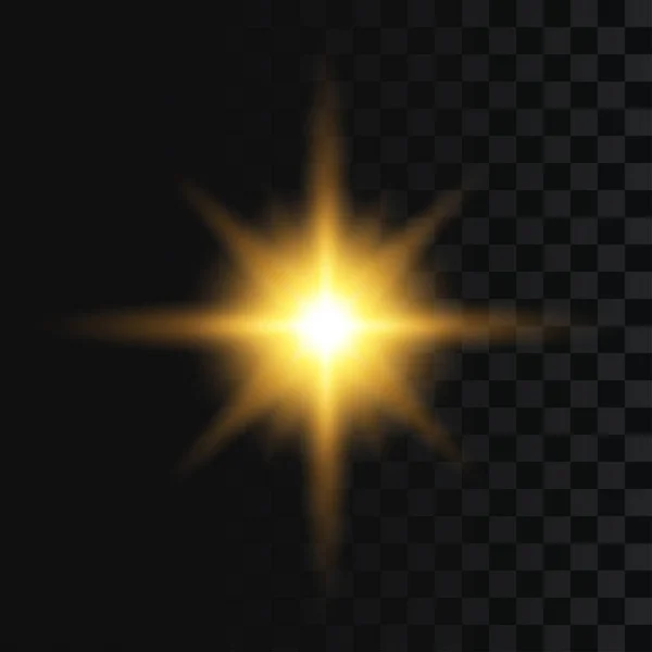 Flaş Veya Yıldız Patlaması Şeffaf Arkaplanda Işık Etkisi Soyut Işıltı — Stok Vektör