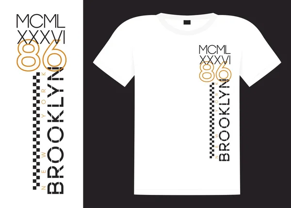 Brooklyn Athletic Apparel Design Example Shirt New York Vertical Print — Stock Vector
