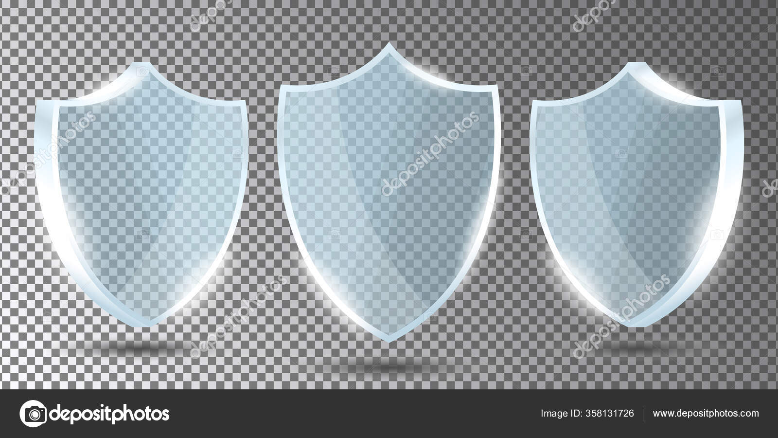 Glass Shields Set Transparent Background Front Side View Acrylic Security Stock Vector Image by