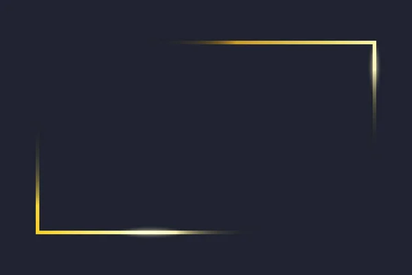 Transparenta Guldram Vinklar Gyllene Ramelement Mörkblå Bakgrund Rektangulära Hörn Gränsen — Stock vektor