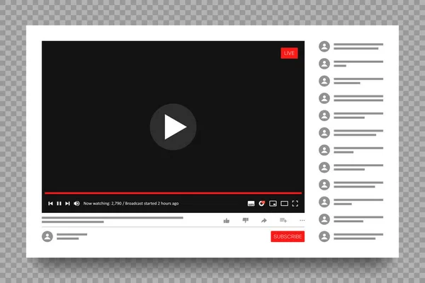 Interface Lecteur Multimédia Streaming Direct Des Médias Sociaux Modèle Page — Image vectorielle