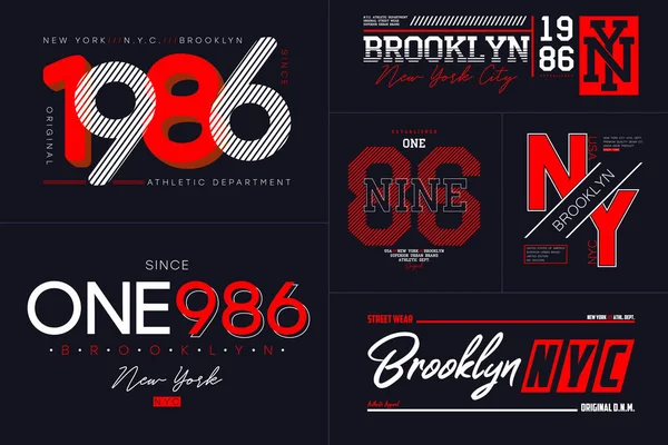 Nueva York Nueva York Juego Tipografía Para Camiseta Brooklyn Gráficos — Archivo Imágenes Vectoriales