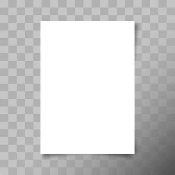 A4格式纸页 白色空白纸 背景透明 有阴影 矢量说明 — 图库矢量图片