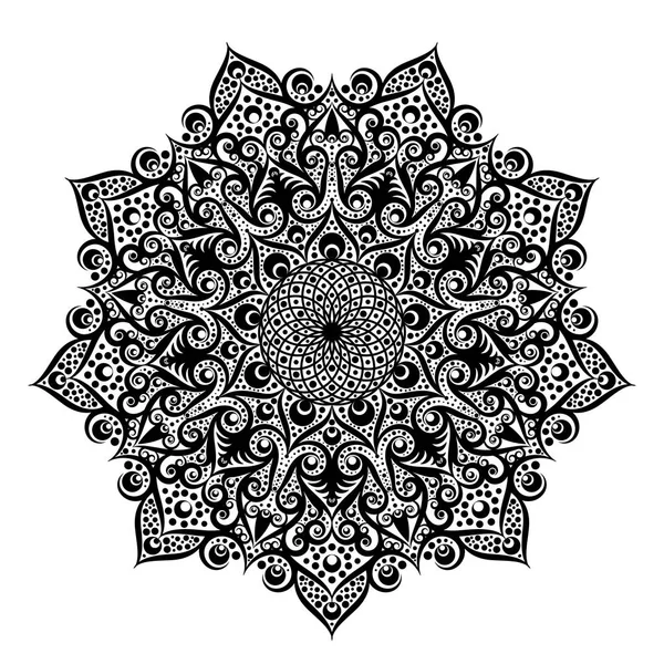 Nero e bianco cerchio rotondo modello di pizzo mandala. Illustrazione vettoriale . — Vettoriale Stock