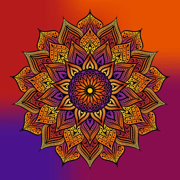 Overzicht Mandala. Decoratieve ronde sieraad. Weven ontwerpelement. Yoga logo, achtergrond voor meditatie poster. — Stockvector