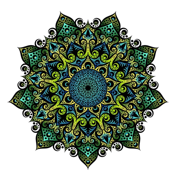 Мандала геометрический круглый орнамент, племенной этнический арабический индийский мотив, восемь заостренных круглых абстрактных цветочных узоров. Элемент декоративного векторного дизайна — стоковый вектор