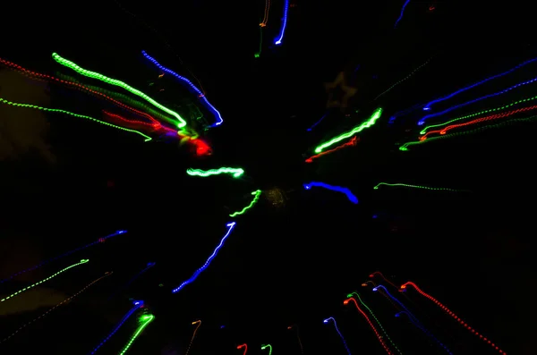 Abstract Light Trails Black Background Photo Colorful Light Line Abstraction — Stock Photo, Image