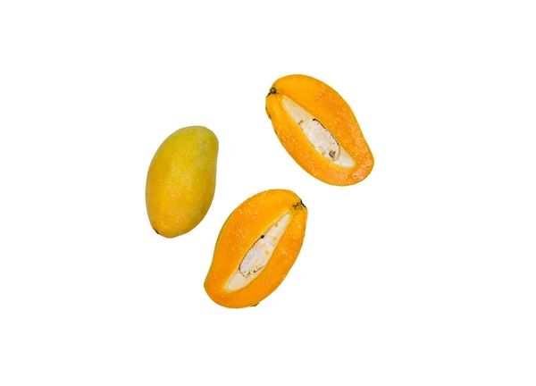 Vereinzelte Exotische Asiatische Früchte Auf Weißem Hintergrund Tropische Sommerfrüchte Mango — Stockfoto