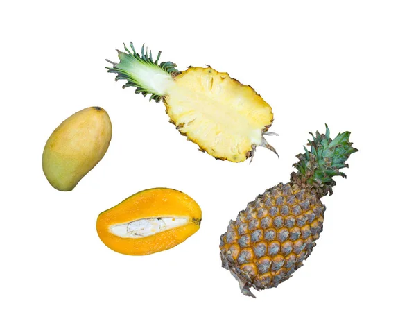 Frutos Exóticos Aislados Asia Sobre Fondo Blanco Variedad Frutas Tropicales —  Fotos de Stock
