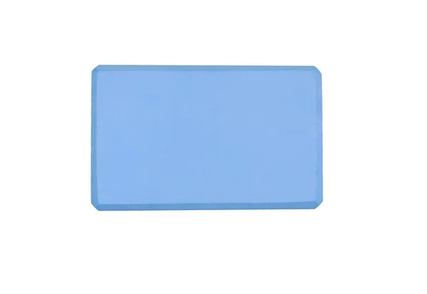 Bloc Yoga Rectangulaire Bleu Brique Pour Sport Isolé Sur Fond — Photo