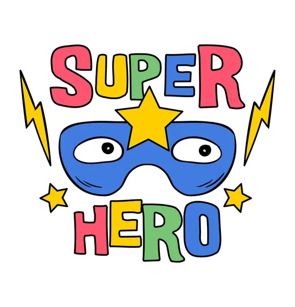 Супергеройська маска з зіркою, каракулем — стоковий вектор