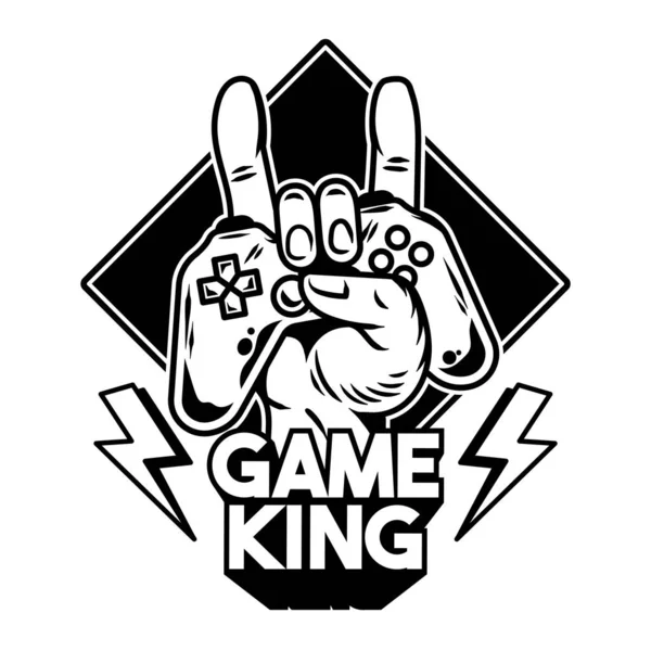 Hand of game king which keep modern gamepad — Stock Vector