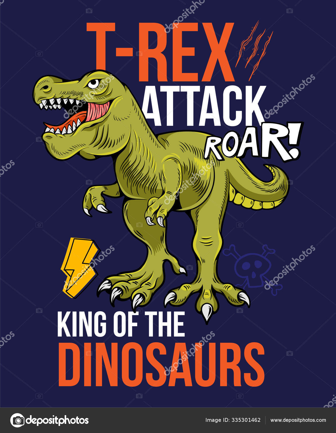 Baixar Vetor De Design De Camiseta T-rex De Desenho Animado