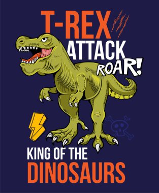 T-Rex baskı tasarımına saldır 