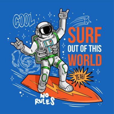 Sörfçü astronot uzay adamı uzay dalgasını yakaladı.