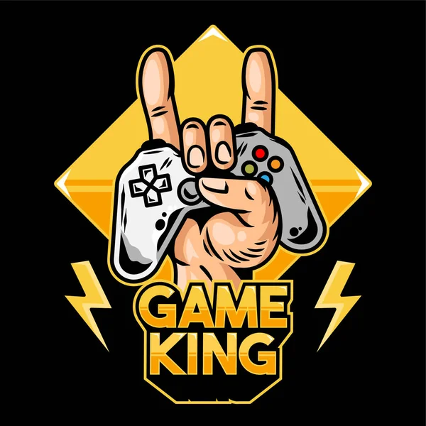 Hand of game king which keep modern gamepad — Stock Vector