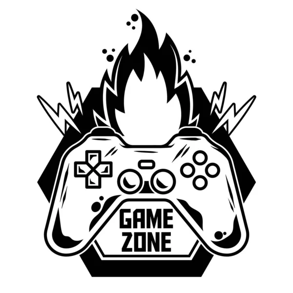 Logo de gamepad para jugar videojuego arcade — Vector de stock