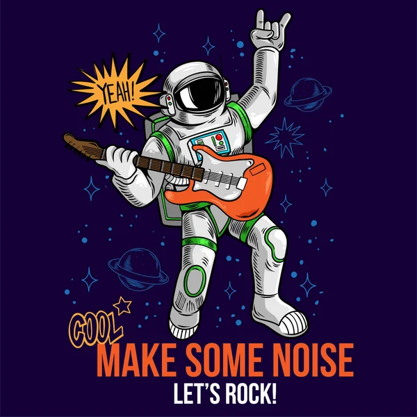 Rock yıldızı astronot rock müzik çalar.