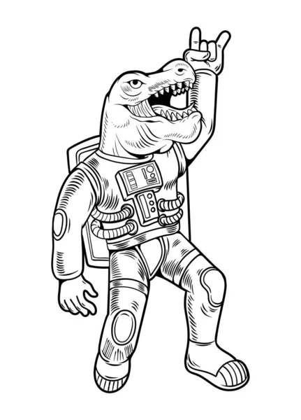 Astronaut Rex Tyrannosaurus im Weltraumanzug — Stockvektor